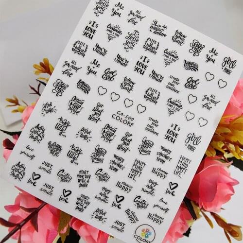 Cool Letters I love you Heart Stickers for nails Design Self adhesive Nail Art Decoraciones Sliders Foil Manicure Accessories