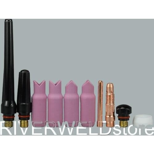 TIG Collet Body 0.040" 10N30 Collet 90 Degree Alumina Cup Accessory Kit For Tig Welding Torch SR WP 17 18 26 Consumables, 10PK
