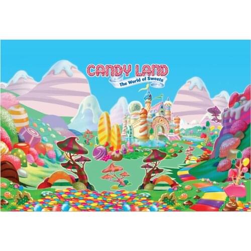 Colorful Candy Land Sweets World Ice Cream Palace Castle Garden backdrops Vinyl cloth Computer printed wall Backgrounds