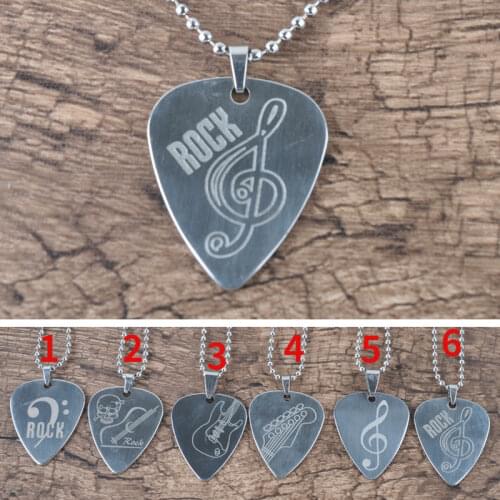 1 Pcs Guitar Pick Stainless Steel Paddle Metal Necklace Style Piacks Guitar Accessories