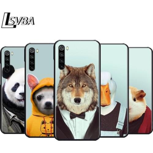 Cute Animal panda dog wolf for OPPO Find X2 K5 K3 R17 R15 R9S F17 F15 A72 A73 A53 A52020 A31 Pro Lite Neo Black Phone Case