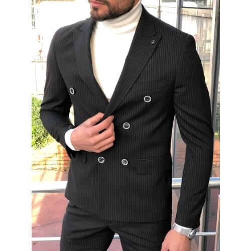 Custom Made Mens Suit 2020 Wedding Tuxedos Formal Stripe Best Man Suits Groom Wear Tuxedos 2 Pieces Suits (Jacket+Pants)