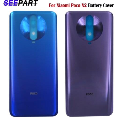 New For Xiaomi Poco X2 Battery Cover Back Glass Rear Door Housing Case POCO X2 Back Panel Battery Cover PocoX2 With Adhesive