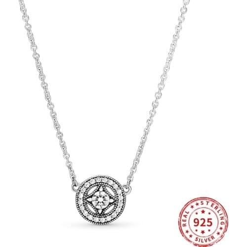 Authentic 100% 925 Sterling Silver Elevated Heart Necklace Round shape style Pendant Necklaces for Women Jewelry 2020