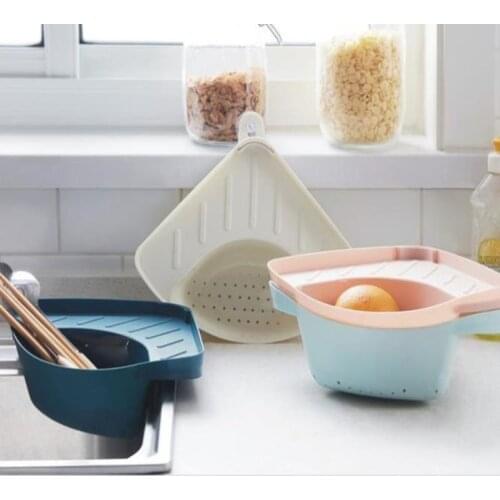 Kitchen Sink Filter Shelf Vegetable Fruit Drainer Basket Suction Cup Sponge Rack Storage Tool Sink Strainer Drain