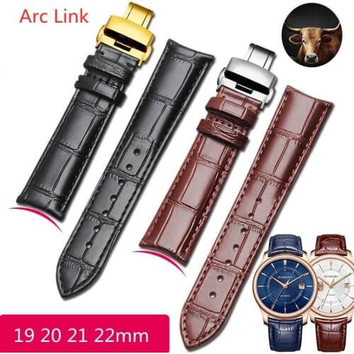 Arc interface Cow Genuine Leather Watch Strap 19mm 20mm 21mm 22mm Watch Band for Tissot Seiko rossini Watchband Accessories