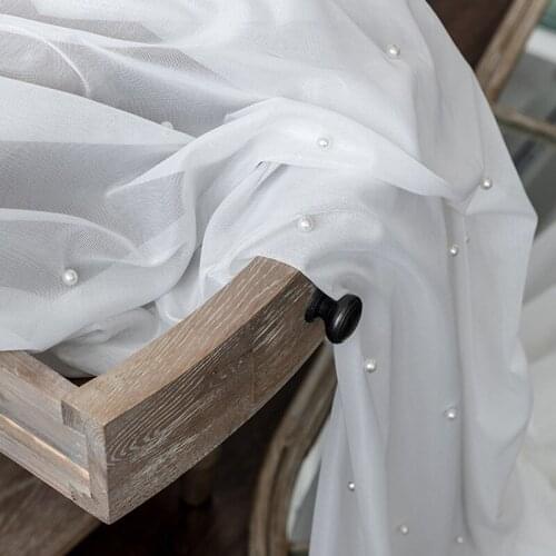 Luxury Beaded Pure White Tulle Curtain For Living Room Bedroom Bay Window Balcony Pure White Yarn Custom Sheer PanelT216#4