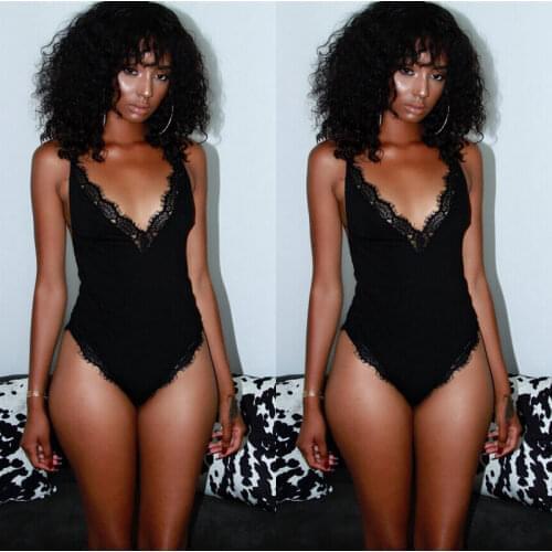 Sexy Women Ladies Clubwear Bodysuit Sexy Lace V-Neck Backless Strap Bodycon One Piece Tops Clothes