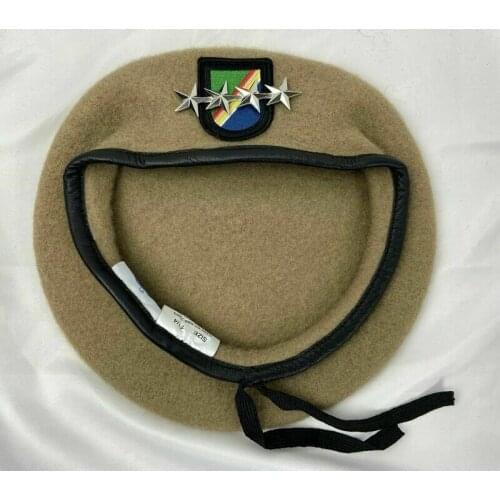 Us Army Ranger Regiment Wool Beret Khaki Army Officer 4 Star General Rank Hat Military Store