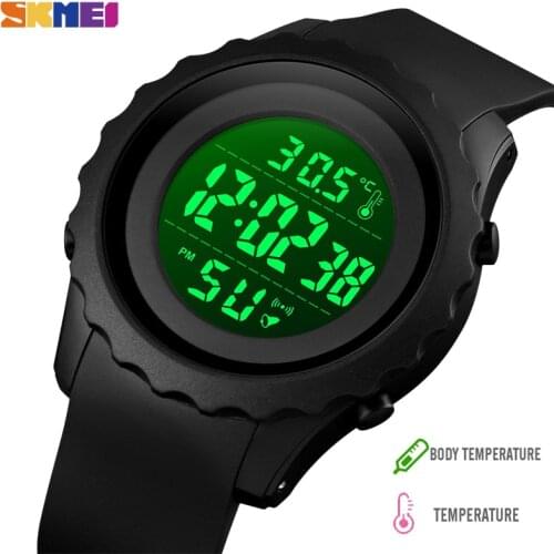 SKMEI Japan Digital Movement LED Light Mens Sport Wristwatches Body Ambient Temperature Tracker Male Watch reloj hombre 1745