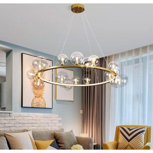 Modern Art Glass Ball Led Chandelier Creative Magic Beans Livingroom Restaurant Kitchen Decor Suspension Light Fixtures