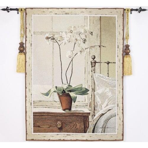 Belgian modern home decor wall hanging home textile tapestry bedroom bedside fabric painting"elegant orchids" background mural