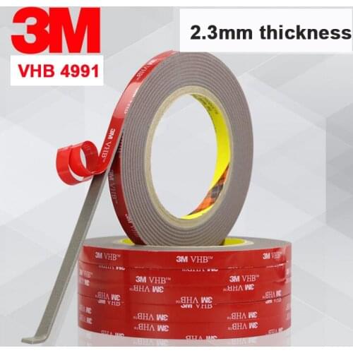 2.3mm thick, (5mm~50mm)choose, 3meter VHB Double-Sided Foam Tapes for Many surface, Glass, Metals, Woods, Auto Parts 3M 4991