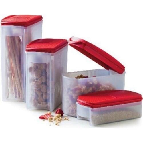 Tupperware Oval Design 4 Piece Set-Red