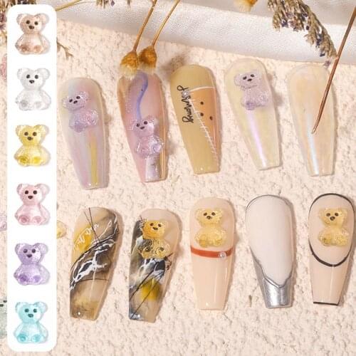 Candy Color Lovely Cute Cartoon Bear Nail Art Decoration DIY Ornament Nail Art Jewelry Manicure Accessories