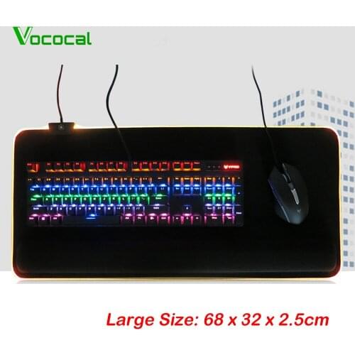 Vococal 68 x 32CM Large USB Wired LED RGB Colorful Lighting Gaming Mousepad Mouse Keyboard Pad Non-Slip Laptop Computer Mice Mat