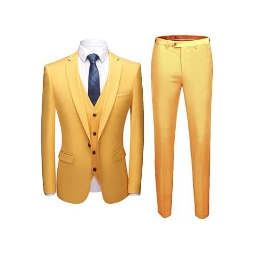 High quality mens plaid long-sleeved blazer with vest and large size pants wedding business mens tuxedo suit (three pieces)