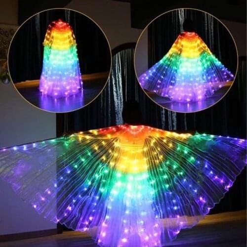 Adult belly dance LED wings lights costume wings glow Halloween women show Christmas props with sticks