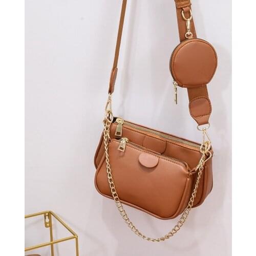 Fashion women Shoulder Messenger Bag Solid Color PU Leather Casual Crossbody Bags ladies Handbags Totes Bag 3 Sets Evening Purse