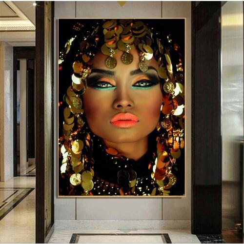Gold Jewelry Colour Makeup Art Canvas Print Painting Fashion Vogue Women Girl Living Room Wall Picture Home Decoration Poster