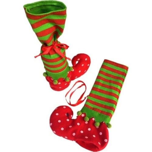 1 PCS Hot Sale Lovely Xmas Santa Claus Elf Boot Shoes Stocking Good In Design Christmas Decoration Hanging Candy Bag Gift