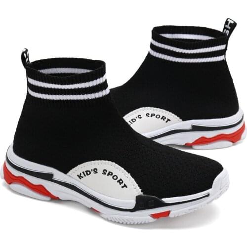 2020 Autumn Childrens Shoes Breathable Socks Shoes Kids Sports Shoes Knit Mesh Elastic Boys Girls Casual Running Sneakers 27-37