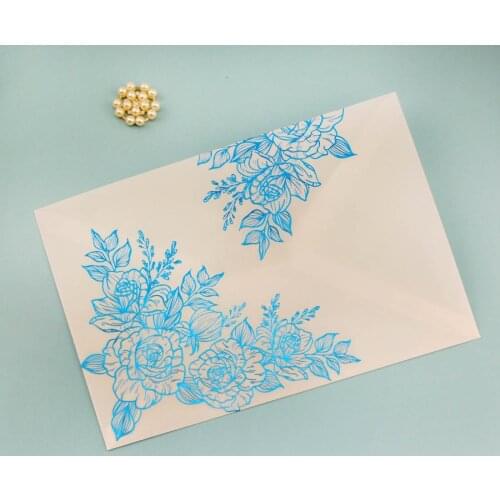 25x Vellum Silver Blue Rose Gold Foil Bronzing Transparent Envelope Litmus Paper A7 Envelopes For Wedding Invitation Sweet 16