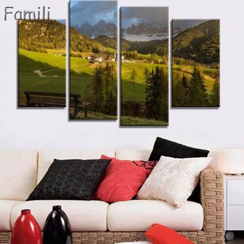 4pcs/set HD Landscape Canvas Paintings Art Home Decoration For Living Room Modular Pictures On The Wall cuadros,home decor