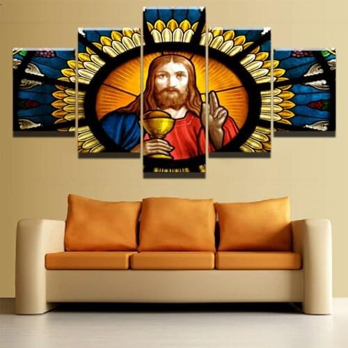 Living Room HD Printed Modern Wall Art Painting 5 Pieces/Pcs Jesus Christ Modular Decor Posters Picture On Canvas Home Frame