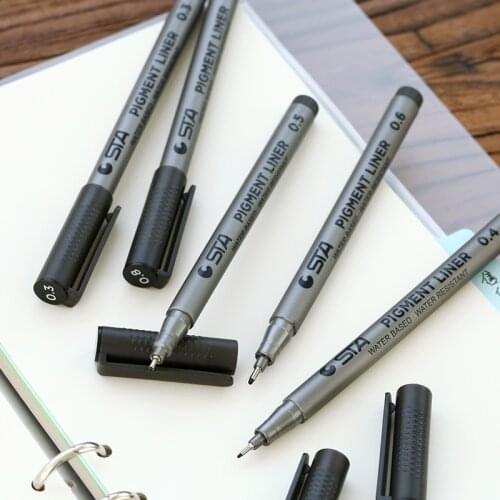 6 pcs/Lot Pigment liner sketch pen Cartoon Multi needle Drawing pens Manga Anime drawing Art Supplies Stationery Canetas FB124