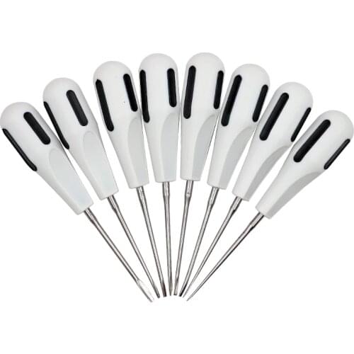 8Pcs Dental Surgery Extracting Apical Root Elevator Stainless Steel with Plastic Handle Dental Instrument Luxating Lift Elevator