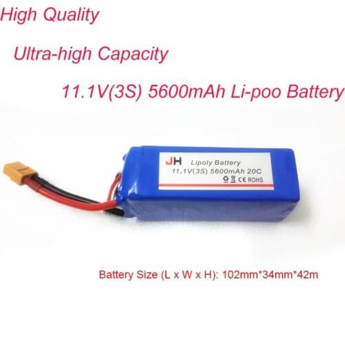 New Upgraded Lipo 3S Ultra-high Capacity 11.1V 3S 20C 5600mAh Lipo Battery For QR X350 Cheesron CX20 RC Quadcopter Accessories