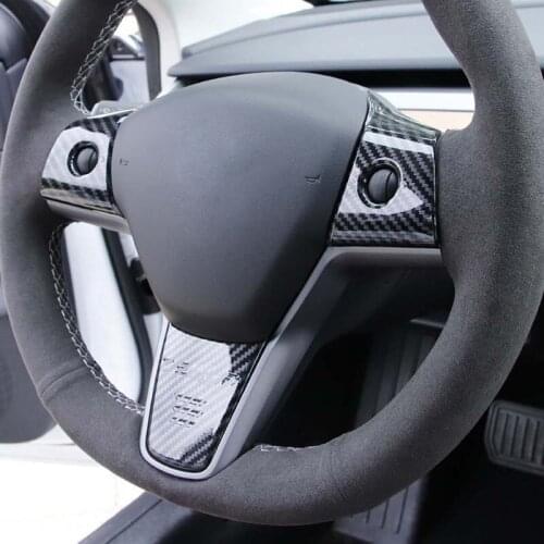 Interior Accessories For Tesla Model 3 Model3 Steering Wheel Button Cover Decorative Frame Sticker