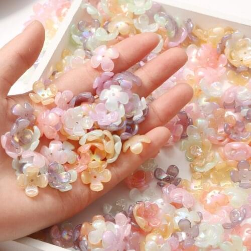 20Pcs Petal Flower ABS Acrylic Imitation Pearl Beads Bead Caps for Needlework DIY Bracelet Necklace Earring Jewelry Making