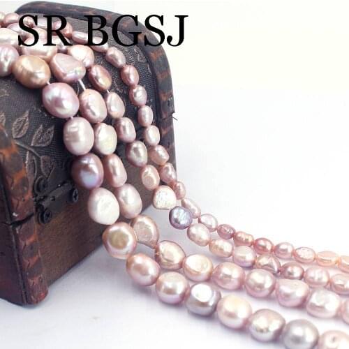 Free Ship 5-6mm 7-8mm 9-10mm 10-11mm DIY Purple Freefrom Baroque Potato Freshwater Pearl Beads Strand 14inch