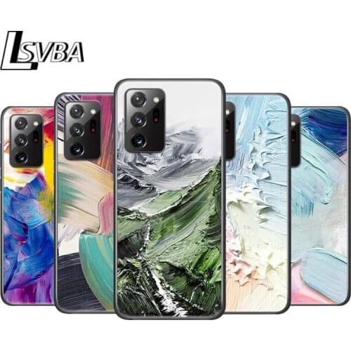 Oil Painting Paints for Samsung Galaxy Note 20 Ultra 10 9 8 Pro S10E S10 5G S9 S8 S7 Plus Bright Black Phone Case