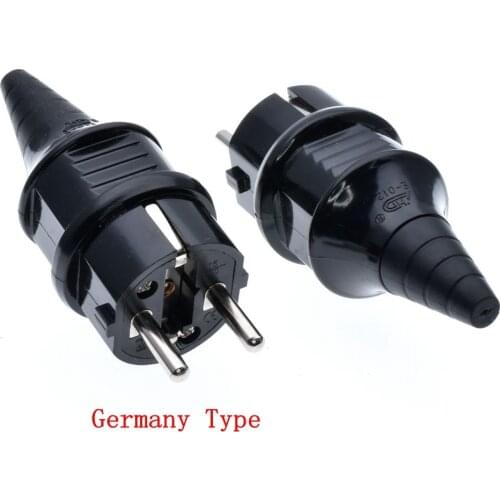 Black/White CE AC 250V 16A EU germany waterproof Schuko Power plug 2p Elcectrical Cable Connector wired adaptor converter E-012
