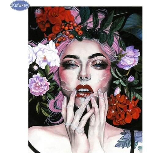 DIY 5D Diamond Painting Cross Stitch"peony"picture Diamond Embroidery girl rhinestone Mosaic diamond pattern,Home Decoration