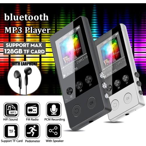 Up to 128GB bluetooth MP3 Player Earphones HiFi fm Radio Sport MP 4 HiFi Portable Music Players Voice Recording Recorder TF Card