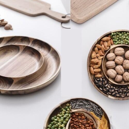 Nut Plate Household Living Room Candy Snack Melon Seed Box Creative Fruit Plate Wooden Grid Dried Fruit Plate