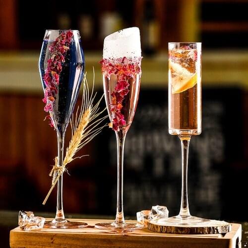 Crystal champagne glass, creative European luxury crystal glass, bright glass cocktail glass cocktail glass CN(Origin)
