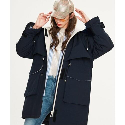 Womens Quality Down Jacket Winter Drawstring Thicken Outerwear Mid Length Fur Warm Tops Slim Fit Big Collared Solid Down Coat