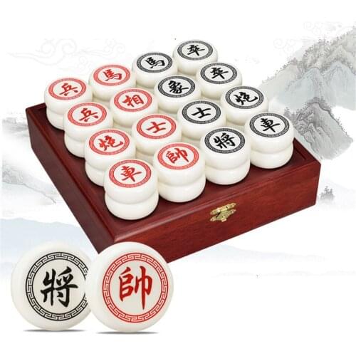 Chinese Chess Wooden Box 32Pcs/Set Old Game of Go Xiang Qi International Checkers Folding Toy Gifts No Magnetic BSTFAMLY C099