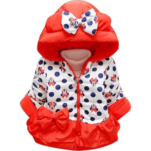 1-4y Children winter jacket for kids girl mickey Boys Casual Hooded Coat Baby Clothing baby Outwear kids minnie Parka Jacket
