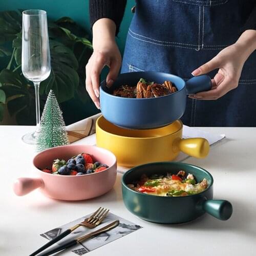 Noodle bowl with handle baking bowl pasta plate simple household cutlery salad bowl soup noodle bowl