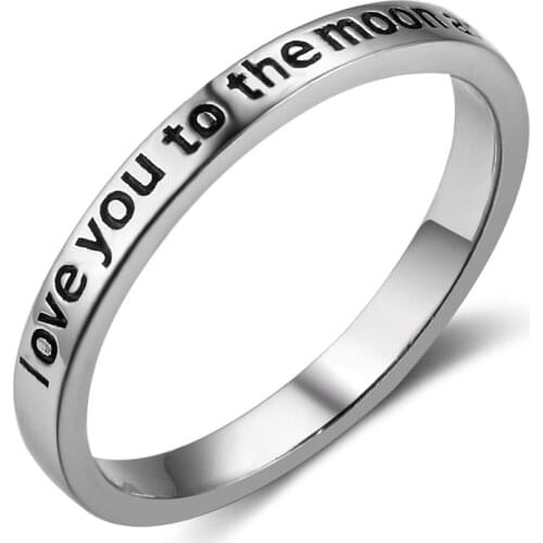 Fashion Couple Ring 925 Silver Color Ring Elegant and Unique I Love You Letter Jewelry Wedding Engagement Party Ring Size 5-13