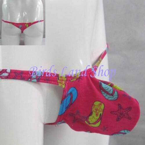 Mens Pouch Thong Bulge Enhancer Low Rise T Back G403C Thong Sandals prints