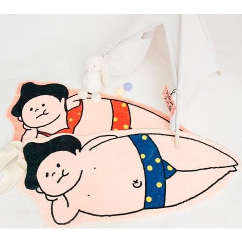 Soft fleece towel feeling cute girl bedside rug, slip-resistant cotton fabric shower mat, anti-slip kids room floor mat