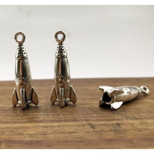 10pcs spacecraft rocket Charms 25*6.7*6.7mm Tibetan Silver Plated Pendants Antique Jewelry Making DIY Handmade Craft