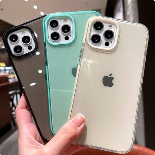 Transparent Shockproof Bumper Phone Case For iPhone 12 11 Pro Max X XR XS 7 8 Plus 12MiNi Case Candy Thin Soft TPU Back Cover